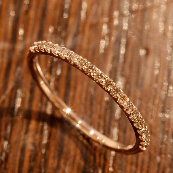 桜ブラウンダイヤモンド 究極ストレートリング 誕生石 4月 PT900 K18 K10対応