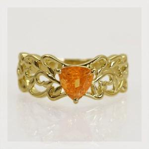 P+10％中 パヴォーネ”スペサタイトガーネットトリリアントリング PT900 K18 K10対応 ...