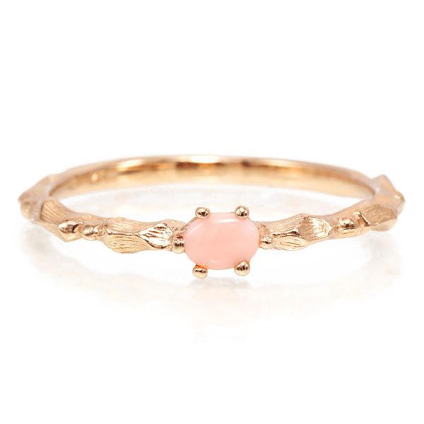 P+10％中 選べる4色 ピンクサンゴ 職人手作り カラーレディス リング 誕生石 3月  1号から...