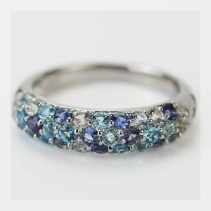 アルルカン マルチカラーパヴェ リング エーゲ海 PT900 K18 K10対応