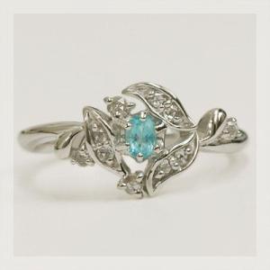 フリューテ パライバトルマリン ローズカットダイヤモンドリング 誕生石 4月 10月 PT900 K...