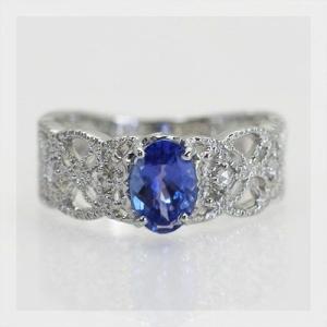 タンザナイト ローズカットダイヤモンドリング PT900 K18 K10対応  誕生石 4月 12月