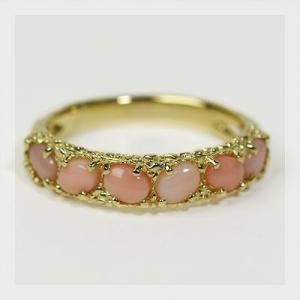 ピンクサンゴ 6石 エキゾチック リング PT900 K18 K10対応 誕生石 3月 春色ピンク