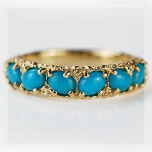 トルコ石 6石 エキゾチック リング PT900 K18 K10対応 誕生石 12月