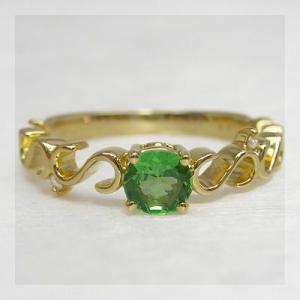 P+10％中 グリーンガーネット ヴィーナスライン リング 誕生石 1月 PT900 K18 K10...