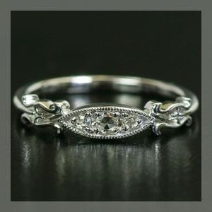 ローズカットダイヤモンドリング 誕生石 4月 PT900 K18 K10対応