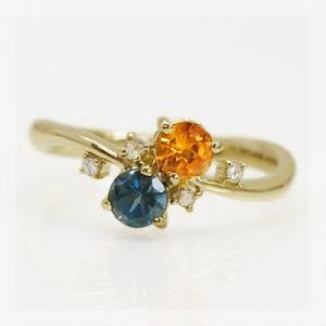 P+10％中 人気 再販 スペサタイトガーネット ロンドンブルートパーズ ローズカットダイヤモンドリ...