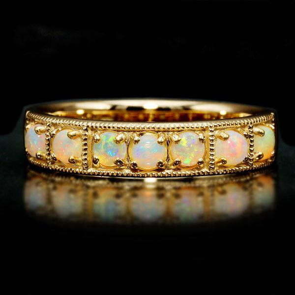 P+10％中 ネオゴシック調 オパール ミル打ち リング PT900 K18 K10対応