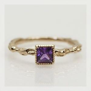 K ヴァイオレットサファイア ナチュラルライン・スクエアフェイスリング  誕生石 9月 PT900 ...