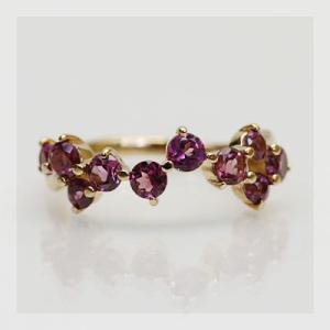 P+10％中 ロードライトガーネットランダムウェーブリング 誕生石 1月 PT900 K18 K10...