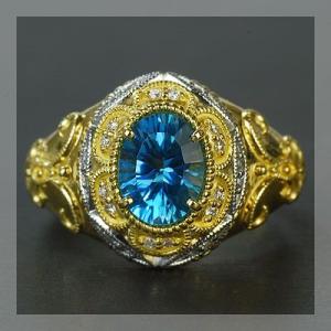 リング 指輪 ロンドンブルー ダイヤモンドが映える、ルネッサンスリング 誕生石 4月｜benebene
