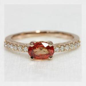 オレンジサファイア ダイヤモンド フレーミング リング ピンキーサイズも可能 誕生石 4月 9月 P...