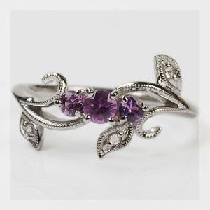 ヴェリータ ヴァイオレットサファイア ローズカットダイヤモンドリング 誕生石 4月 9月 PT900 K18 K10対応