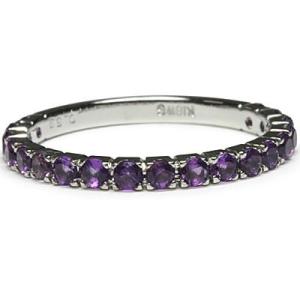 19石で女っぽさを一段と上げるアメシスト ストレートリング PT900 K18 K10対応 誕生石 ...