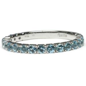 19石が整然と並んだ、爽やか スカイブルートパーズ リング PT900 K18 K10対応 誕生石 ...