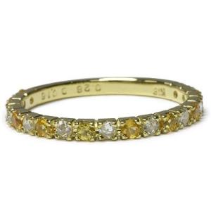 イエローサファイア ローズカットダイヤモンド シンプルデザイン リング PT900 K18 K10対...