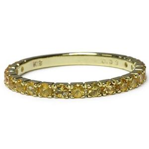 19石のイエローサファイアストレートリング PT900 K18 K10対応 誕生石 9月