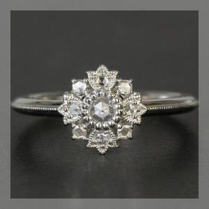 ミュゲット ローズカットダイヤモンドリング PT900 K18 K10対応 誕生石 4月