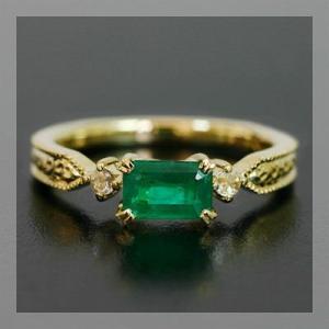 ザンビア産エメラルド オクタゴン”リング 誕生石 5月 PT900 K18 K10対応