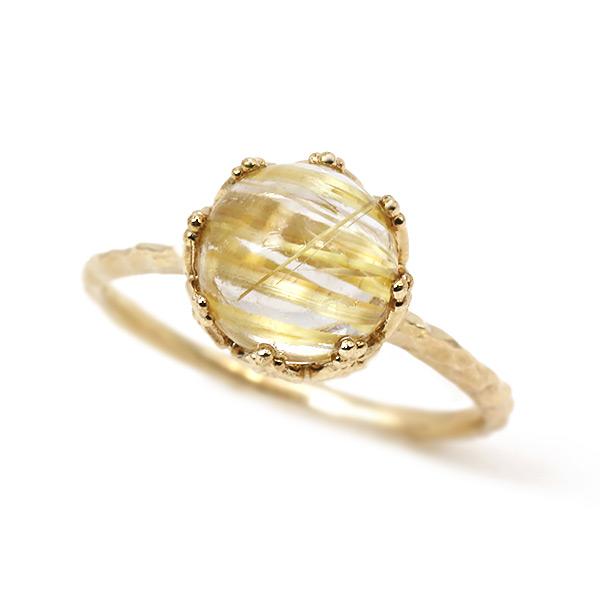 新作先行販売20%OFF 数量限定 8mm ルチルクオーツ リング ボンボンクルール 指輪 PT90...