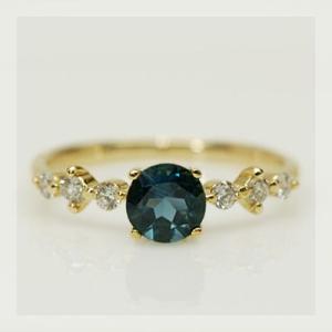 ロンドンブルートパーズ ダイヤモンド グレース リング 誕生石 4月 11月 PT900 K18 K...