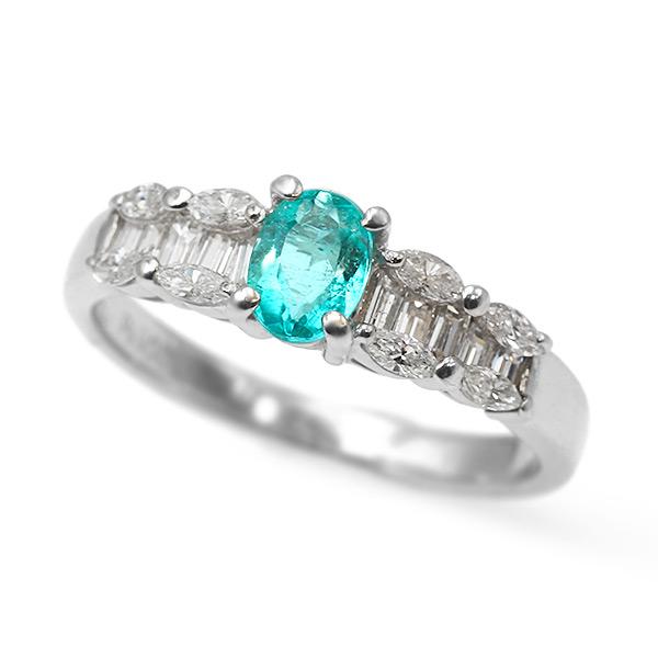 限定1本 PT900 鑑別書付 0.4ct ブラジル産パライバトルマリン 0.45ct ダイヤモンド...
