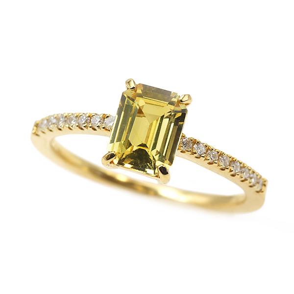P+10％中 限定1本 K18YG UV蛍光 1.16ct イエローサファイア 0.11ct ダイヤ...