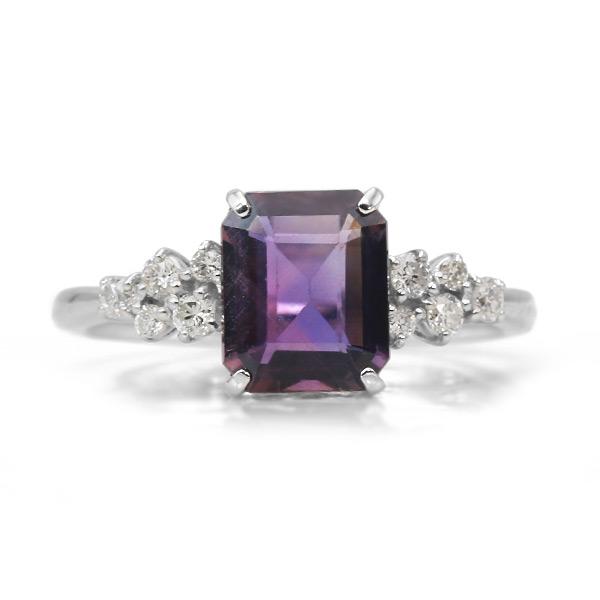 限定1本 PT900 1.65ct UV蛍光 グレープカラースピネル 0.15ct ダイヤモンド リ...