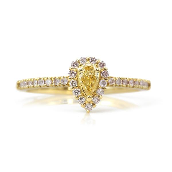 P10％中 限定1本 K18YG UV蛍光 0.17ct イエローダイヤモンド 0.21ct ピンク...
