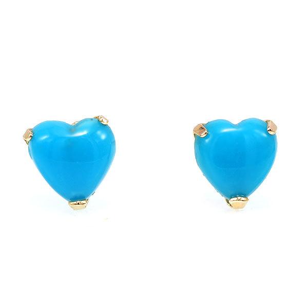 あすつく K10YG 3.5mm トルコ石 ターコイズ ハート カボション 誕生石12月 お手軽ピア...