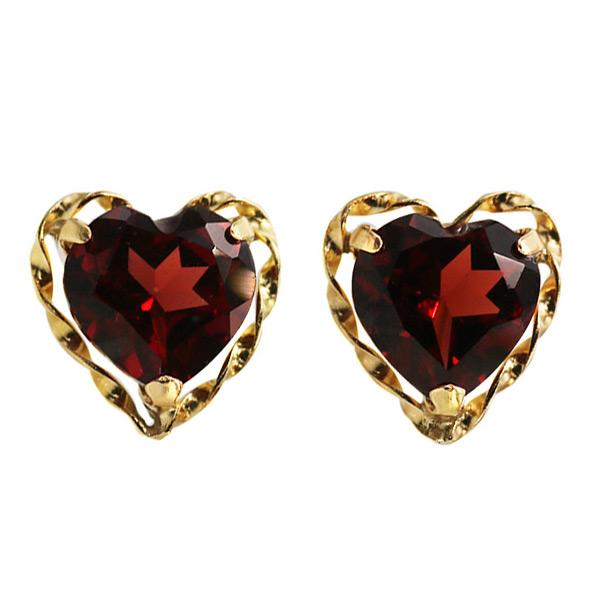 あすつく K18YG 5mm ガーネット ハート ピアス フェアリーテイル 誕生石1月