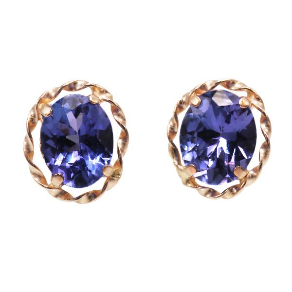 あすつく 数量限定 K18PG 5×4mm タンザナイト オーバル ピアス フェアリーテイル  両耳...