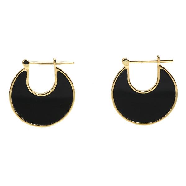 三日月 オニキス ピアス 遮断式タイプ K18 K10対応