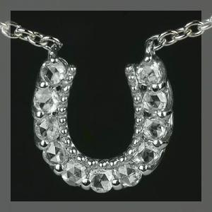 ローズカットダイヤモンド ホースシュー ペンダントネックレス PT900 K18 K10対応 誕生石...