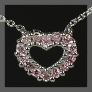 ピンクダイヤモンド オープンハート ペンダント ネックレスPT900 K18 K10対応 誕生石 4...