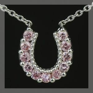 ピンクダイヤモンド ホースシュー ペンダントネックレス PT900 K18 K10対応 誕生石 4月...