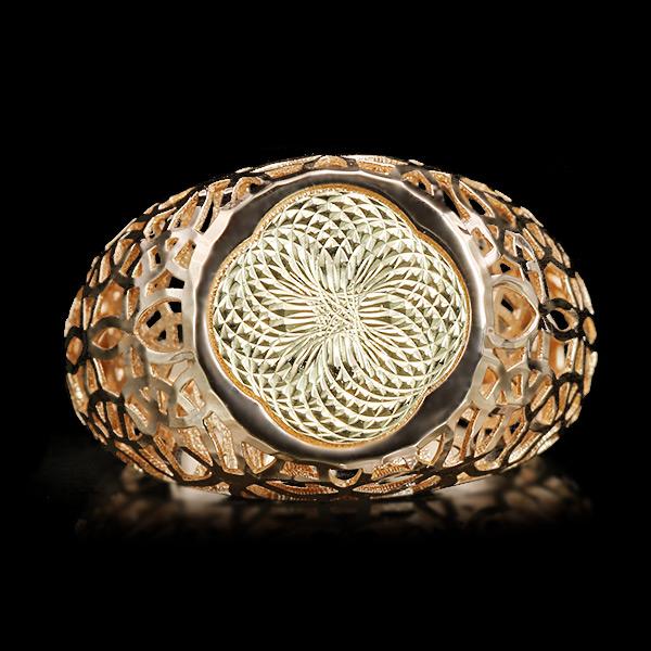 Oro オーロ ホログラム ジオメトリック エアリー メタル コンビ リング 指輪 K18 K10対...