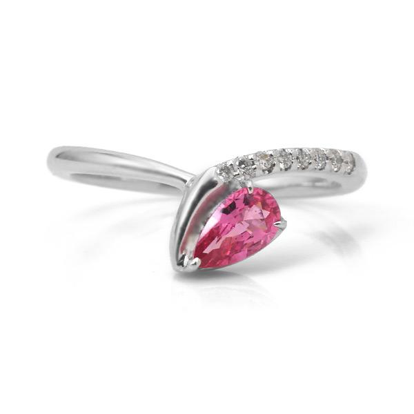 P10％ 限定1本 PT950 UV蛍光 ピンクスピネル ペアシェイプ ダイヤモンド リング 13号...