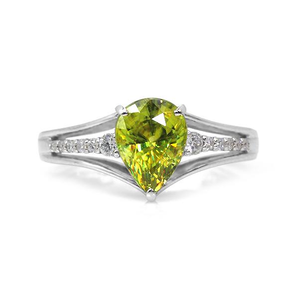 P10％ 限定1本 PT900 1.56ct スフェーン ペアシェイプ ダイヤモンド リング 12号...