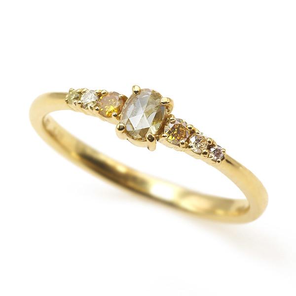 P10％ 限定1本 K18YG UV蛍光 0.1ct ローズカットダイヤモンド マルチカラーダイヤモ...