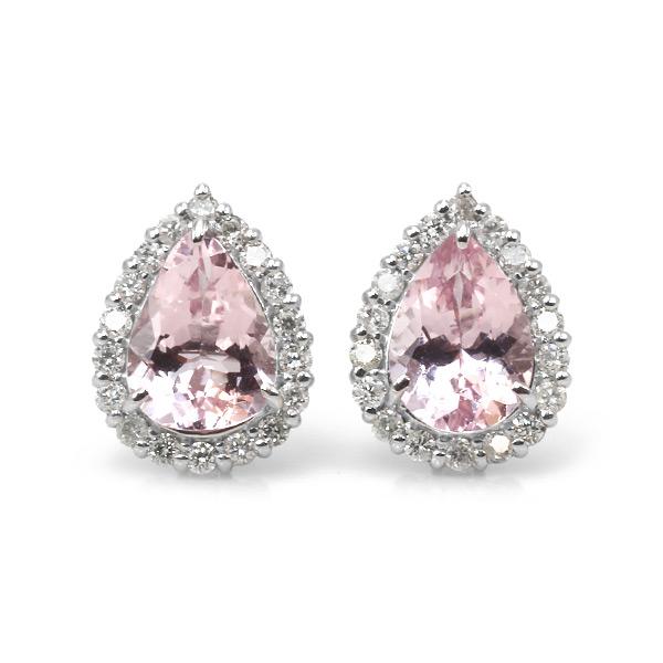 P10％ 限定１ペア PT900 1.34ct モルガナイト ペアシェイプ 0.22ct ダイヤモン...