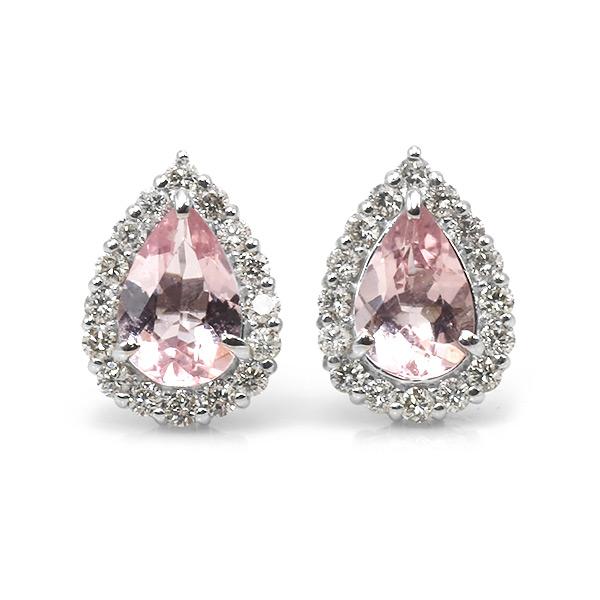 P10％ 限定１ペア PT900 0.7ct モルガナイト ペアシェイプ 0.2ct ダイヤモンド ...