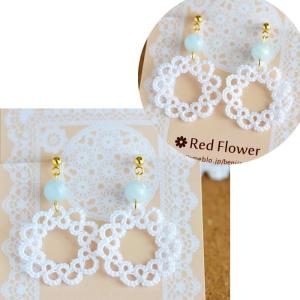 天然石とお花 イヤリング ピアス レース レー...の詳細画像4