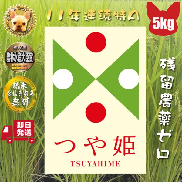 残留農薬ゼロ 山形県産 つや姫 玄米 5kg 1等 特栽減減  精米,分搗き指定 無料 令和5年産 ...