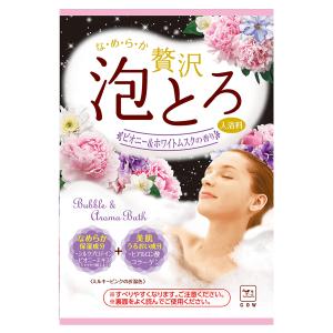 お湯物語 贅沢泡とろ 入浴料 ピオニー&ホワイトムスクの香り 30g｜benkyoannexx