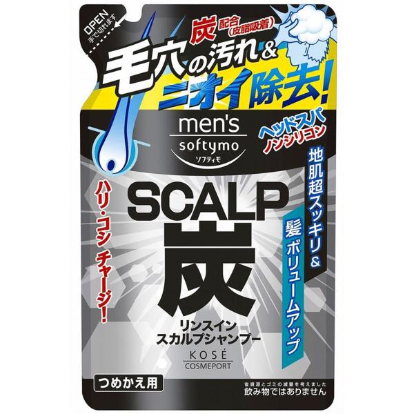 KOSE メンズ ソフティモ リンスイン スカルプシャンプー (炭) つめかえ 400mL