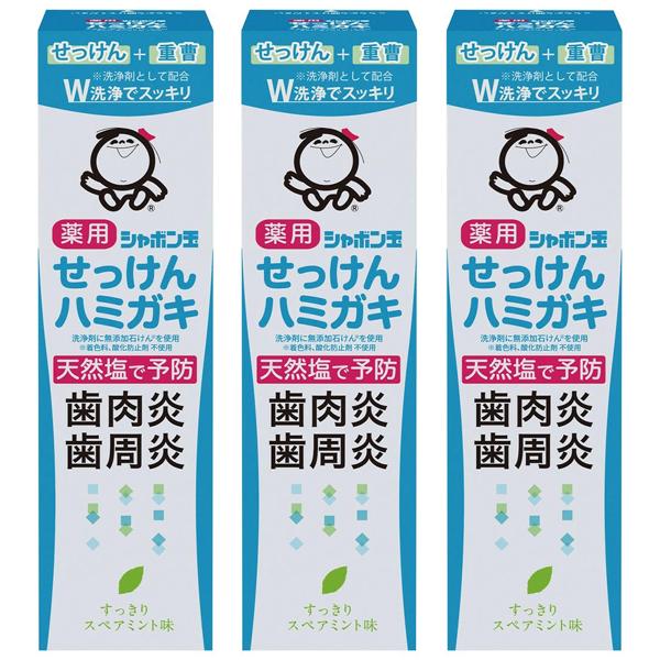 シャボン玉 薬用 せっけんハミガキ 80g×3個セット 医薬部外品 メール便送料無料