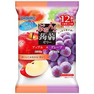オリヒロ ぷるんと蒟蒻ゼリー パウチ アップル+グレープ（20g×12個入