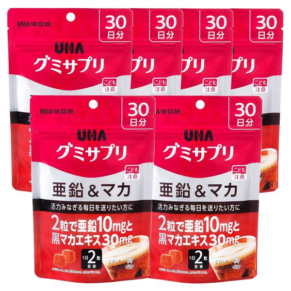 UHA味覚糖 グミサプリ 亜鉛＆マカ 30日分 60粒×6個セット