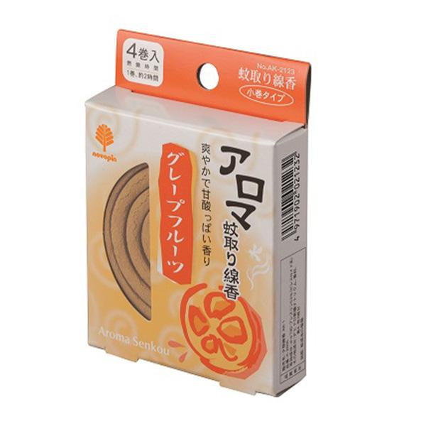 紀陽除虫菊 アロマ蚊取り線香 小巻タイプ 4巻入 グレープフルーツ